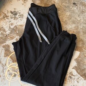 Figs Black Ankle-Length Jogger Pants with White Drawstrings